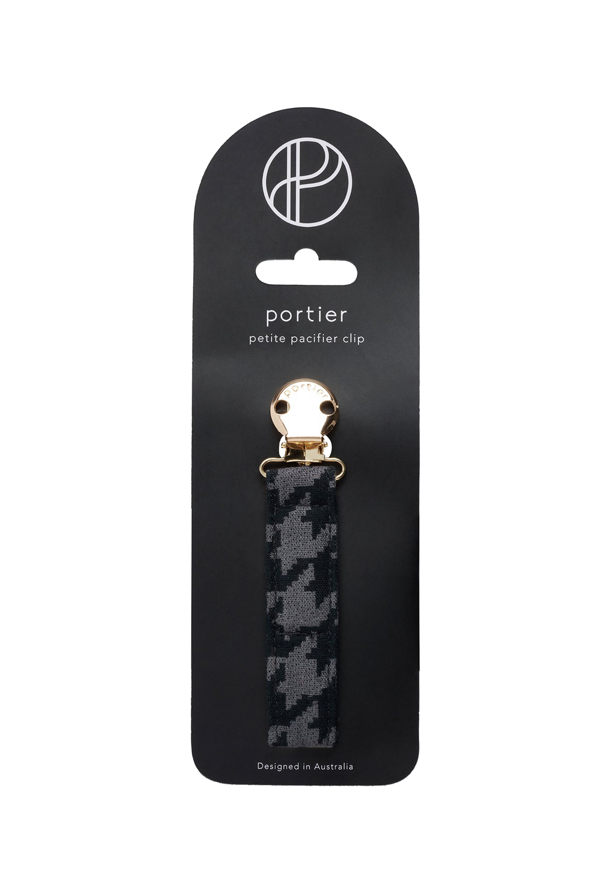 Petite Pacifier Clip - Onyx Houndstooth