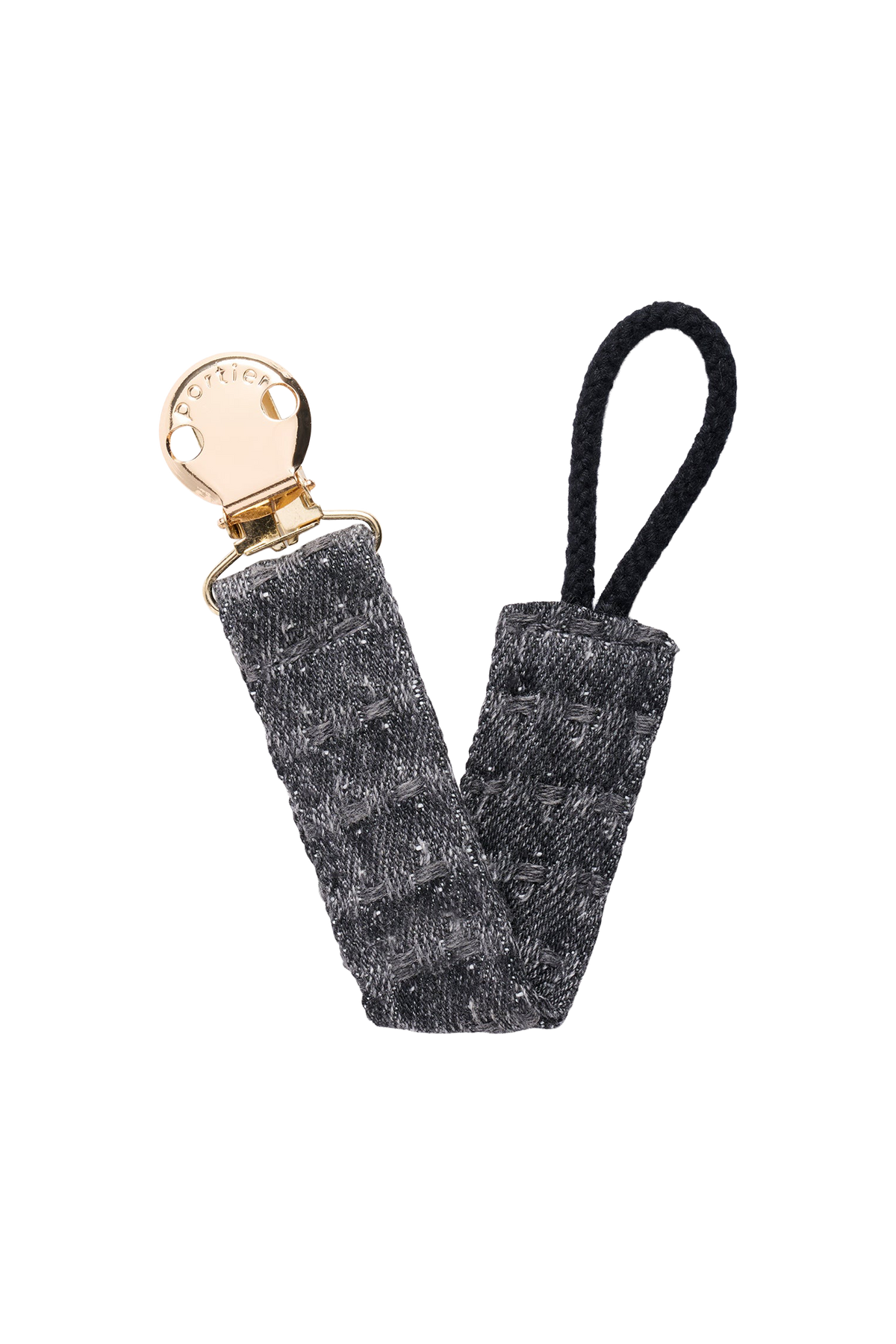 Petite Pacifier Clip - Charcoal Denim
