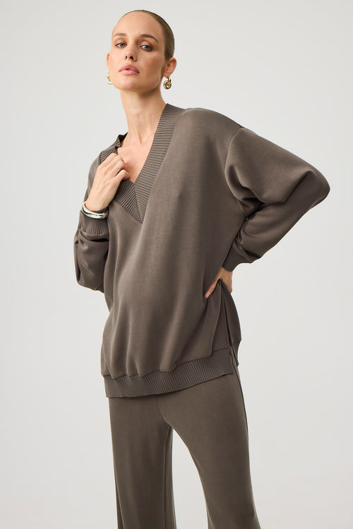 Lucia Lounge Top - Truffle