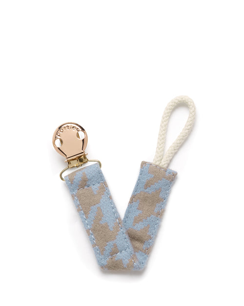 Petite Pacifier Clip - Azure Houndstooth