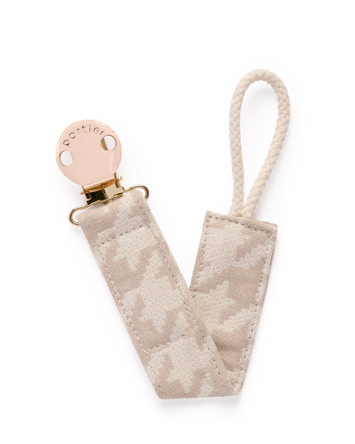 Petite Pacifier Clip - Neutral Houndstooth
